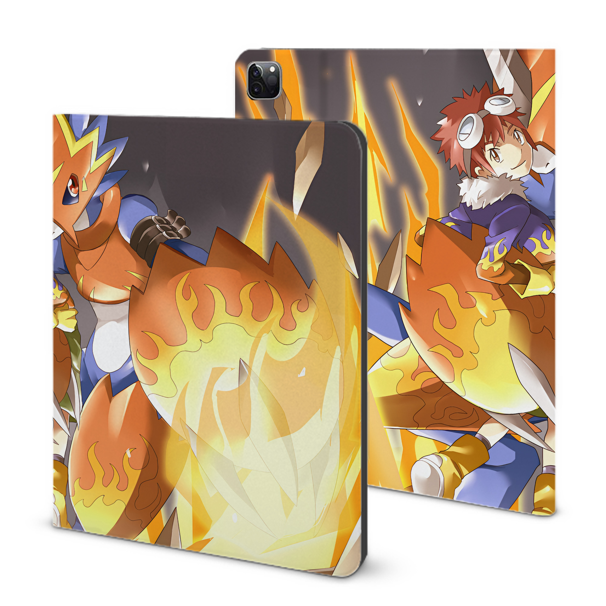 （画像用） Digimon デジタルモンスター/デジモン IPad ケース ブック型 PUレザー TPU 耐衝撃 軽量 薄型 ペン収納なし 全面保護 IPad 各モデル対応